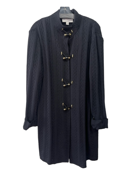 St. John Collection Size 16 Black Wool Blend Toggle Cable Knit Long Cardigan Black / 16