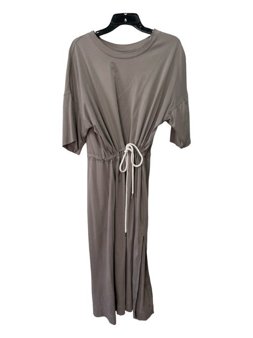 Everlane Size L Gray Cotton Short Sleeve Drawstring Waist Dress Gray / L