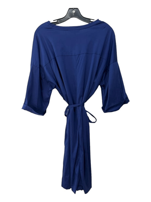 L.K. Bennett Size 14 Navy Blue Cotton Drop Shoulder 3/4 Sleeve Sash Dress Navy Blue / 14