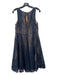 By Anthropologie Size 6 navy blue & tan Polyester Scoop Neck Back Keyhole Dress navy blue & tan / 6