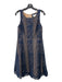 By Anthropologie Size 6 navy blue & tan Polyester Scoop Neck Back Keyhole Dress navy blue & tan / 6