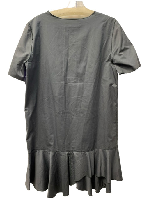 Ter Et Bantine Size 44 Grey Cotton round split neck 3/4 Zip Short Sleeve Dress Grey / 44