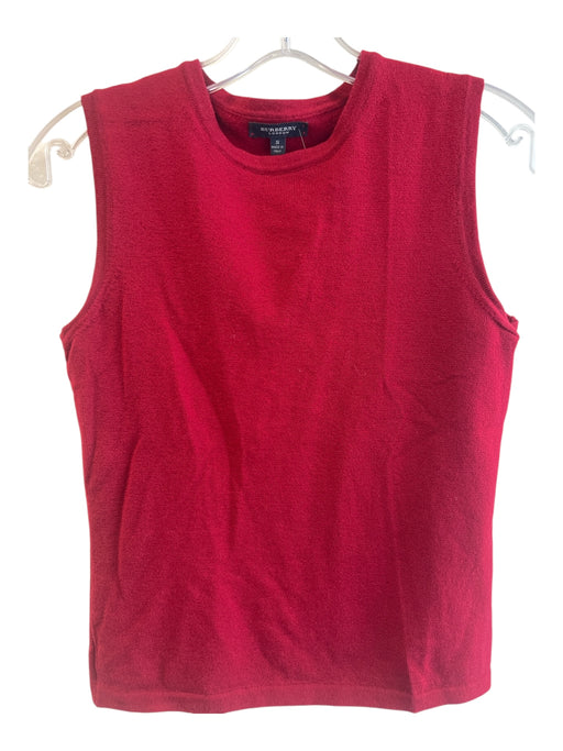 Burberry London Size Small Red Wool Blend Sleeveless Round Neck Shell Top Red / Small