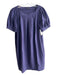 Theory Size Medium Purple Wool Blend Round Neck Short Sleeve Pleat Detail Dress Purple / Medium