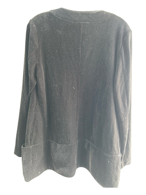 Lysse Size Medium Black Polyester Blend Long Sleeve Open Front Velvet Cardigan Black / Medium