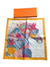 Hermes White Orange Pink No Fabric Tag Square Floral Print Hankerchief scarf White Orange Pink / S