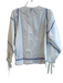 The Shirt Rochelle Behrens Size Small White & Blue Cotton Round Neck Piping Top White & Blue / Small