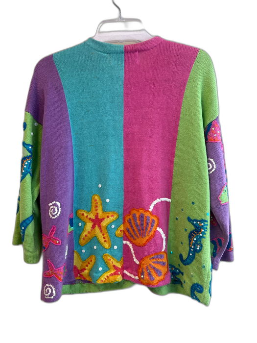 Design Options Size Medium Pink, Blue & Multi Rayon & Cotton Long Sleeve Sweater Pink, Blue & Multi / Medium