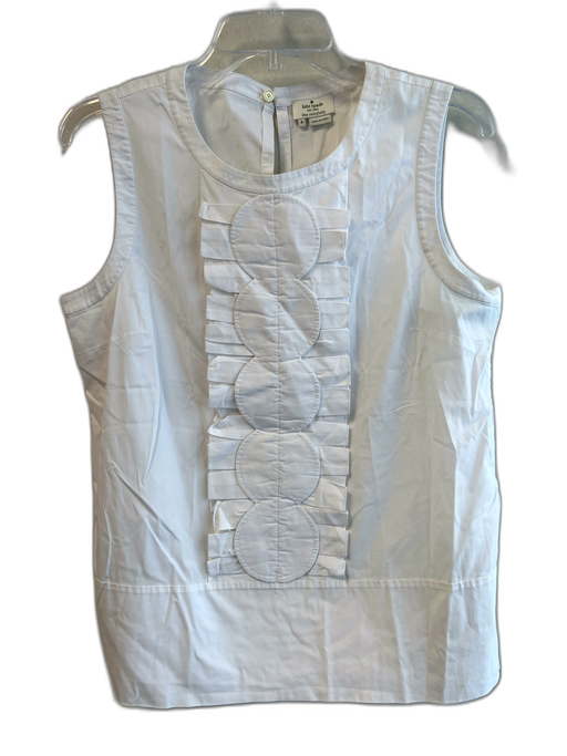 Kate Spade Size 8 White Cotton Sleeveless Round Neck Keyhole Back Top White / 8