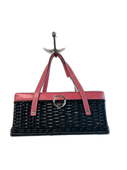 Kate Spade Pink & Black Leather Rattan 2 Strap silver hardware Rectangle Bag Pink & Black / Medium