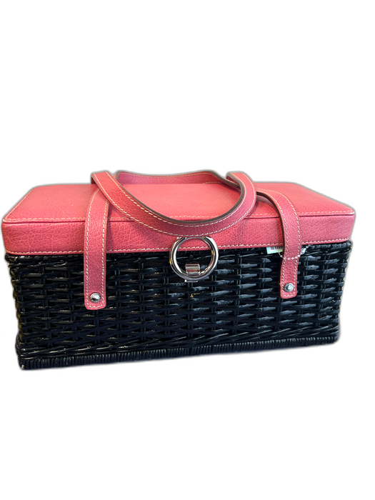 Kate Spade Pink & Black Leather Rattan 2 Strap silver hardware Rectangle Bag Pink & Black / Medium