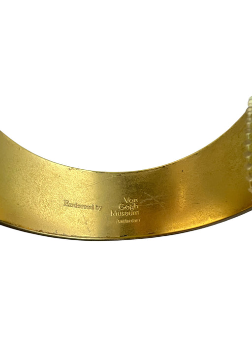 Van Gogh Museum Blue & Gold Metal Wide Birds Bangle Gold Plate Bracelet Blue & Gold