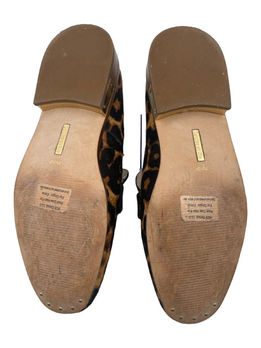 Louise et Cie Shoe Size 7 Brown & Beige Pony Hair Cheetah Gold Buckle Loafers Brown & Beige / 7