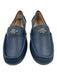 Coach Shoe Size 6.5 Navy Leather Square Toe Slip On Gold Logo Loafers Navy / 6.5
