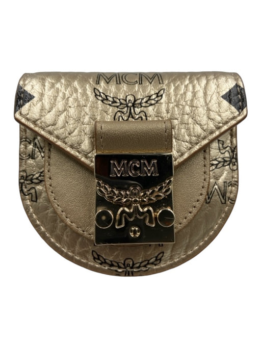 MCM Gold & Black Leather Logo Monogram Bracelet Bag Gold & Black / Mini