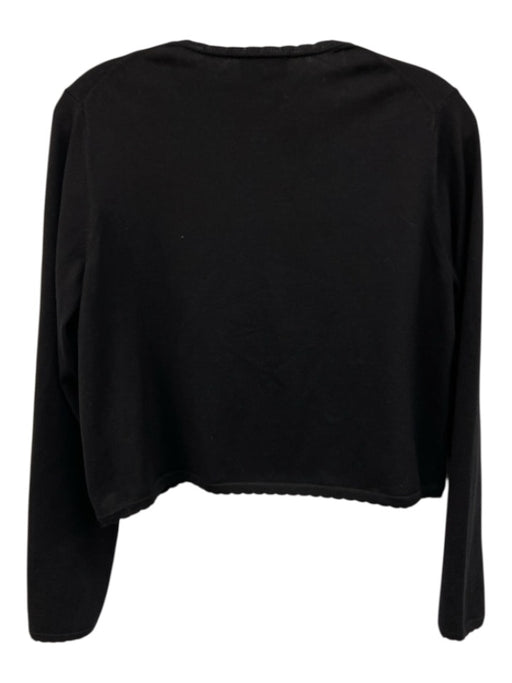 Carlisle Collection Size S Black Silk Blend scallop trim Single Button Cardigan Black / S