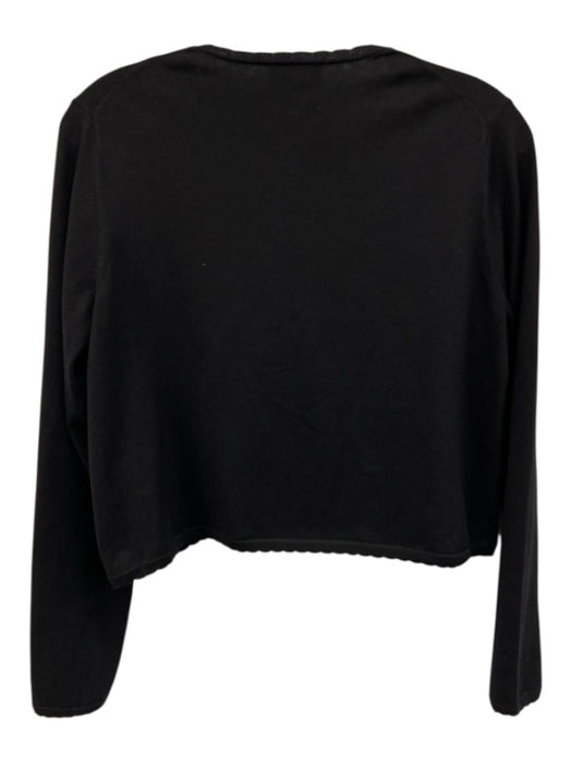 Carlisle Collection Size S Black Silk Blend scallop trim Single Button Cardigan Black / S