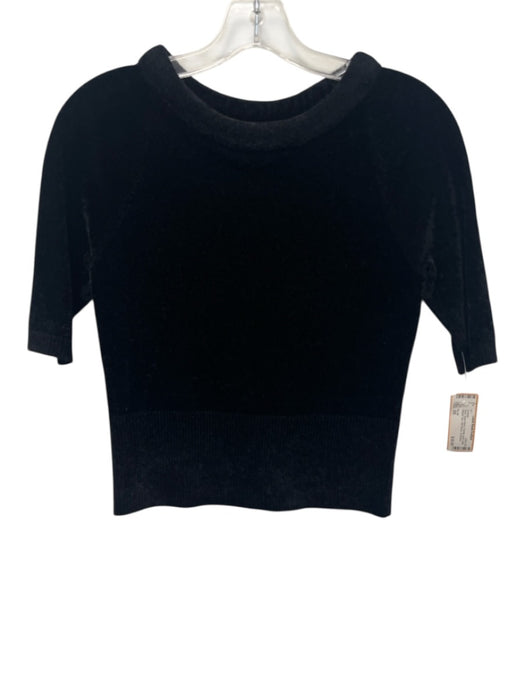 Per Se Size XS Black Nylon Blend Chenille puffy collar Ribbed Trim Sweater Black / XS