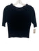 Per Se Size XS Black Nylon Blend Chenille puffy collar Ribbed Trim Sweater Black / XS