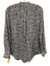 Theory Size S White, Blue, Gray Silk Collarless Floral Long Sleeve Top White, Blue, Gray / S