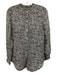 Theory Size S White, Blue, Gray Silk Collarless Floral Long Sleeve Top White, Blue, Gray / S