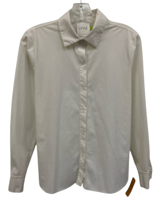Lysse Size XS Cream White Nylon Blend Long Sleeve Button Down Top Cream White / XS