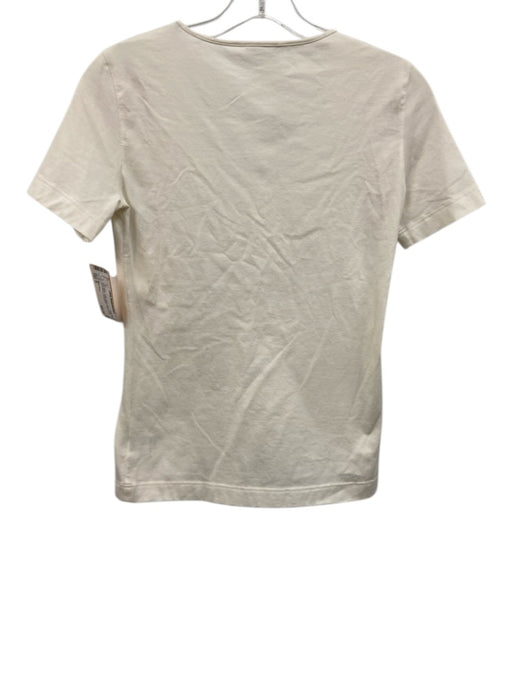 Akris Punto Size 6 Ivory White Cotton Blend Mesh Detail Short Sleeve Top Ivory White / 6