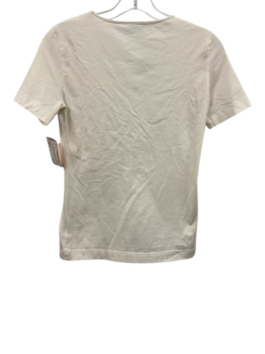 Akris Punto Size 6 Ivory White Cotton Blend Mesh Detail Short Sleeve Top Ivory White / 6