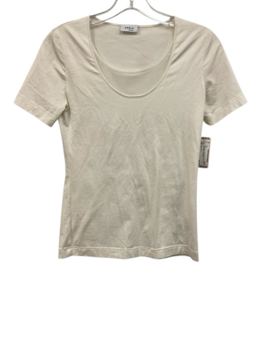 Akris Punto Size 6 Ivory White Cotton Blend Mesh Detail Short Sleeve Top Ivory White / 6