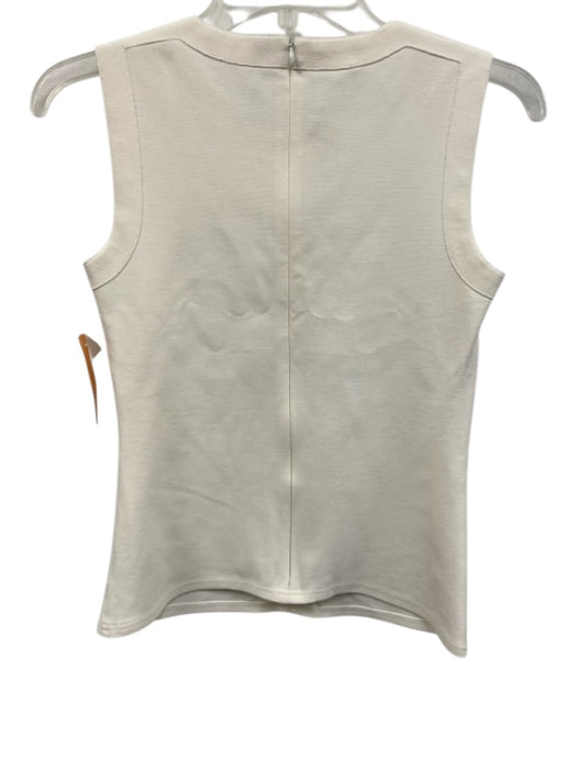 Akris Punto Size 4 Ivory White Viscose Blend Cut Out Shoulder Sleeveless Top Ivory White / 4
