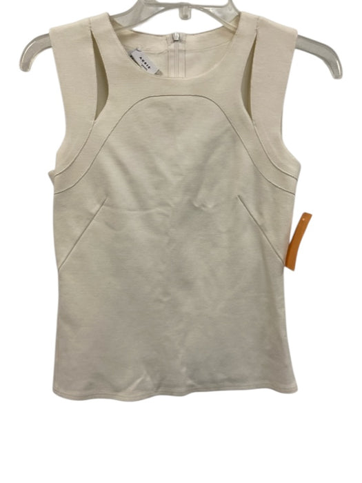 Akris Punto Size 4 Ivory White Viscose Blend Cut Out Shoulder Sleeveless Top Ivory White / 4
