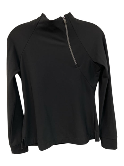 Anatomie Size S Black Polyamide Blend Asymmetric Zip Mock Neck Pullover Sweater Black / S