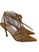 Manolo Blahnik Shoe Size 38.5 Light Brown Suede Caged Ankle Tie High Heel Pumps Light Brown / 38.5