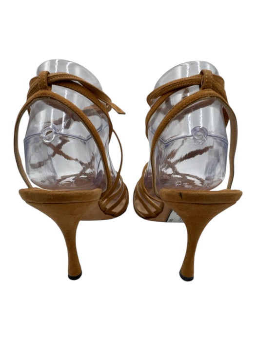 Manolo Blahnik Shoe Size 38.5 Light Brown Suede Caged Ankle Tie High Heel Pumps Light Brown / 38.5
