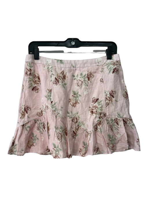 Love Shack Fancy Size 6 Pink, Brown, Green Cotton Tiered Floral Skirt Pink, Brown, Green / 6
