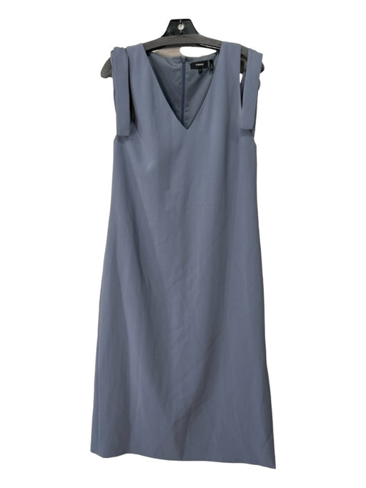 Theory Size 6 Dusty Blue Triacetate Blend Sleeveless Tie Sleeve Midi Dress Dusty Blue / 6