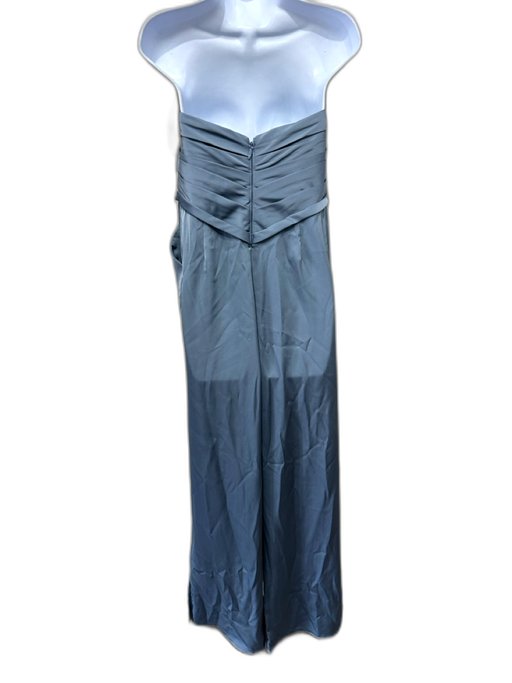Azazie Size A10 Dusty Blue Polyester Strapless Pleated Straight Leg Jumpsuit Dusty Blue / A10