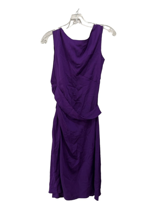 Diane Von Furstenberg Size 4 Purple Silk & Lycra Side Zip Draped Detail Dress Purple / 4