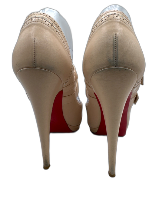Christian Louboutin Shoe Size 39.5 Beige Leather Peep Toe Mary Jane Pumps Beige / 39.5