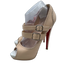 Christian Louboutin Shoe Size 39.5 Beige Leather Peep Toe Mary Jane Pumps Beige / 39.5