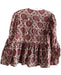 Anna Cate Size M Red & Multi Cotton V Neck Long Sleeve Flare Half Button Top Red & Multi / M