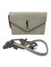 Yves Saint Laurent Cream Crocodile Leather Button Close Silver Hardware Logo Bag Cream / S