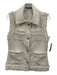 Elie Tahari Size S White Polyester Tweed Fringe Buttons Vest Jacket White / S