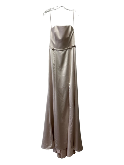 Amsale Size 6 Beige Polyester Strapless Floor Length Back Zip boning Gown Beige / 6