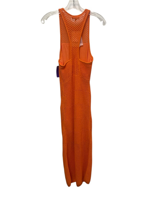 A.L.C. Size XS Neon Orange Cotton Sleeveless Crochet Knit Midi Dress Neon Orange / XS