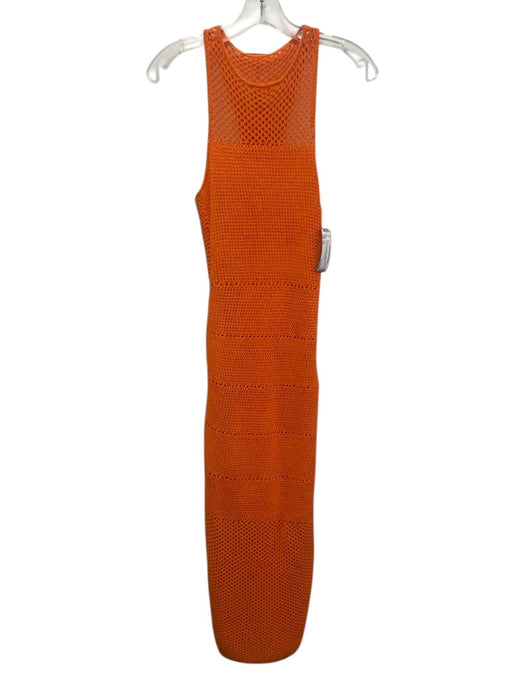 A.L.C. Size XS Neon Orange Cotton Sleeveless Crochet Knit Midi Dress Neon Orange / XS
