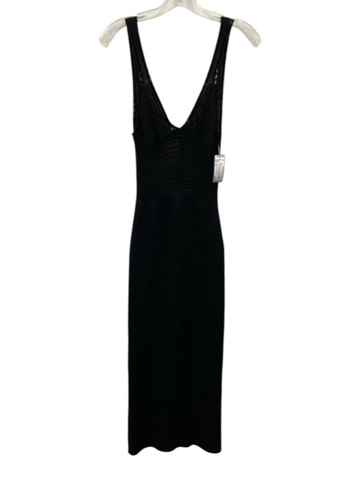 Torn By Ronny Kobo Size XS Black Viscose & Polyester Sleeveless Metallic Dress Black / XS