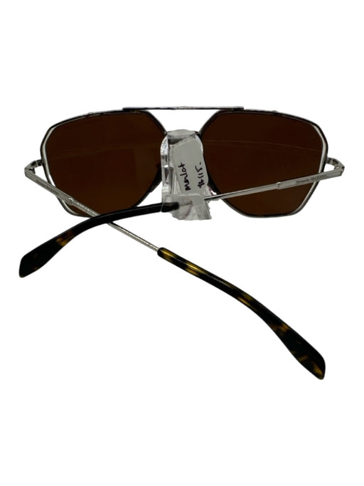 Alexander McQueen Silver & Brown Metal & Acetate Tortoiseshell Sunglasses Silver & Brown