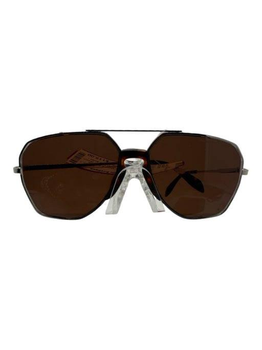 Alexander McQueen Silver & Brown Metal & Acetate Tortoiseshell Sunglasses Silver & Brown