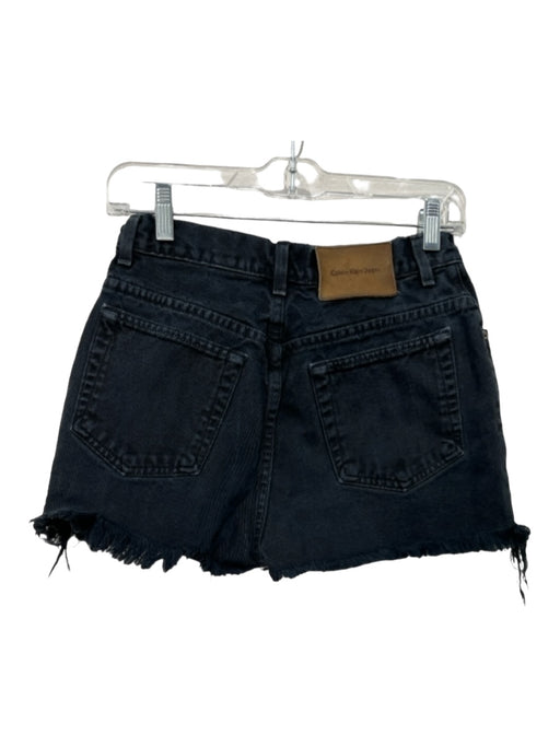 Calvin Klein Jeans Size 2 Black Cotton Denim High Rise Raw Hem 5 Pocket Shorts Black / 2